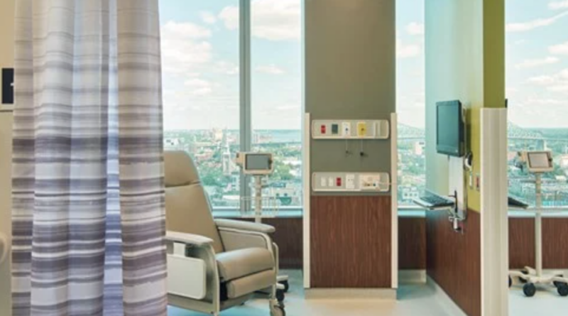 Cubicle curtains in a medical office.